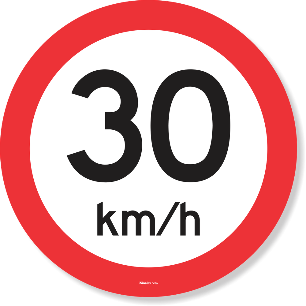 PLACA VELOCIDADE MÁXIMA PERMITIDA 30 KM/H R-19 - isinaliza