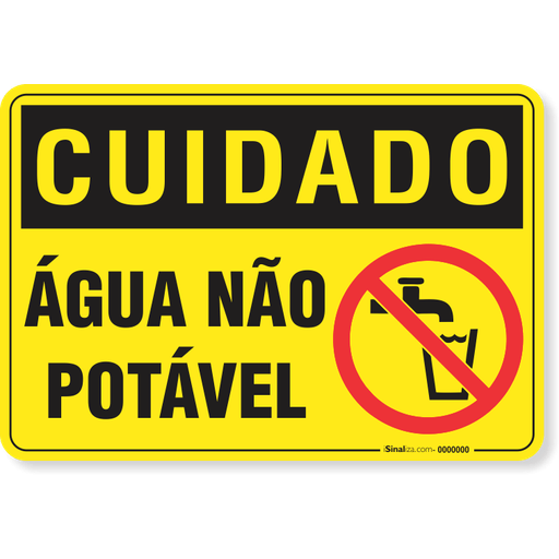 Placa AtenÇÃo Água NÃo PotÁvel Isinaliza